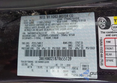 2007 Mercury Milan V6 Premier из США, поврежденный, VIN 3MEHM02187R655139